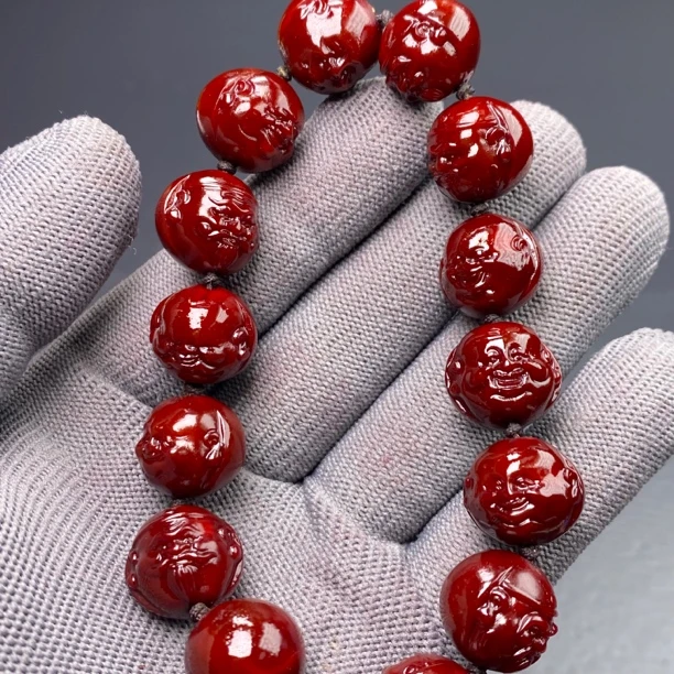 【玉化红打灯透】橄榄核雕刻 《财弥正圆》雕刻肌肉感十足 15 mm