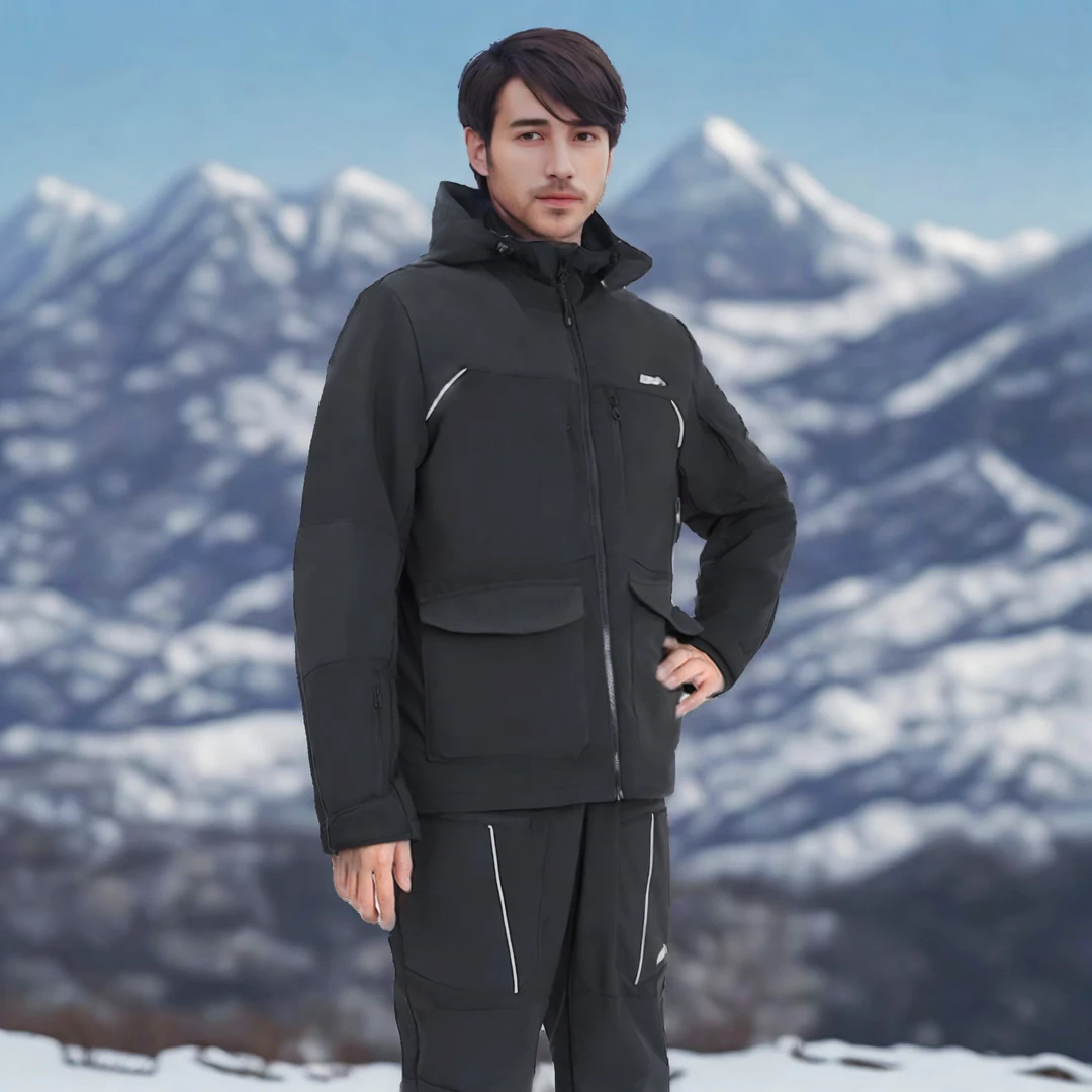 【清仓】秋冬款弹力耐磨防泼水抗静电防风软壳加绒加厚工装裤套装