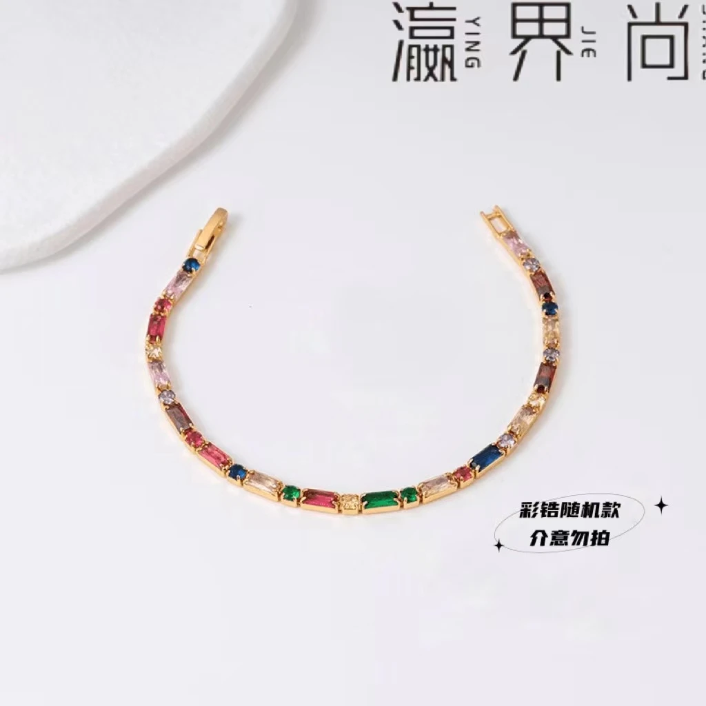 铜合金合成锆石手链 【彩锆满天星手链】轻奢气质  mk5361