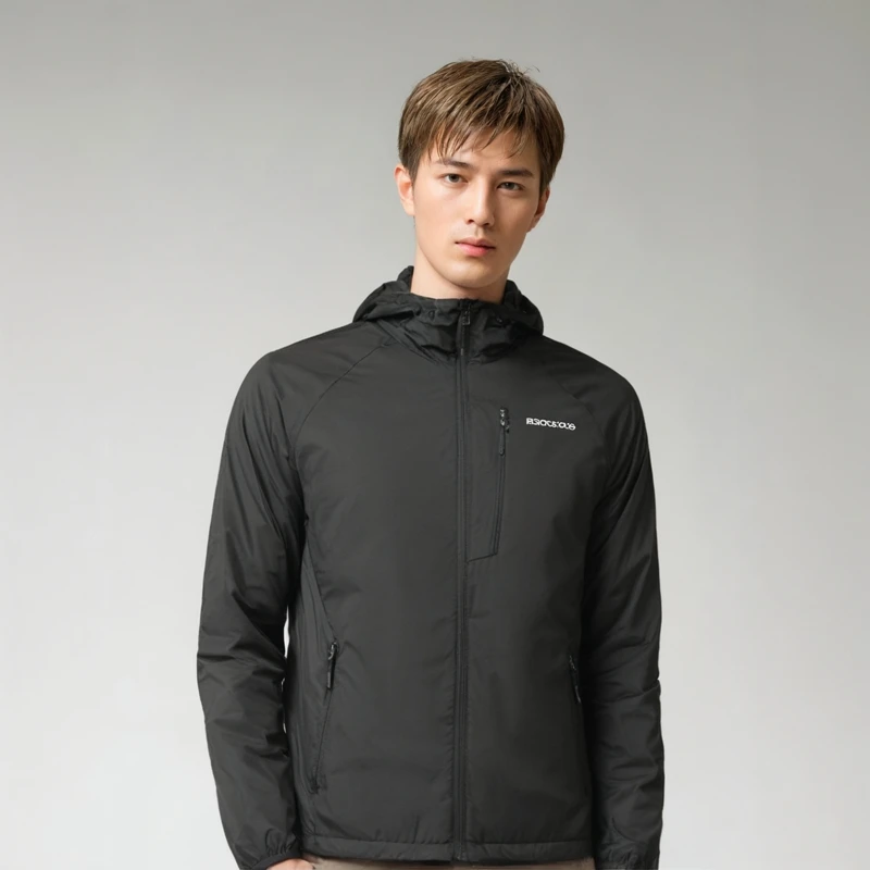 岩云户外运动男款时尚简约跑步连帽防风防泼水高能感风衣