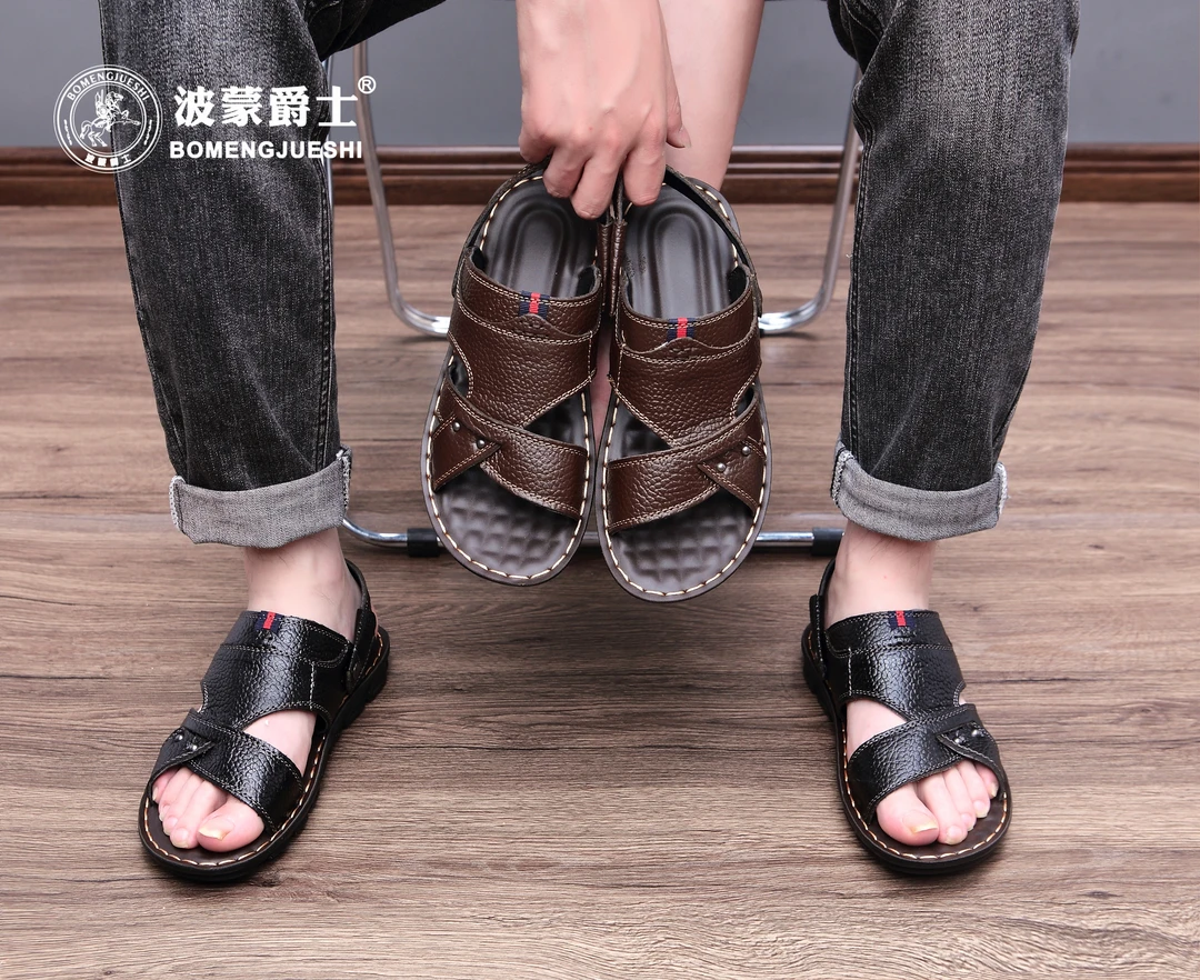 凉鞋男士2024新款真皮软底休闲沙滩夏季外穿防滑耐磨两用凉拖鞋