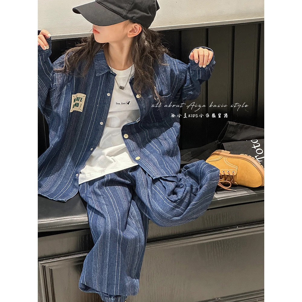 k24524韩国童装女童牛仔衣套装春装新款儿童春秋款两件套时髦衣服