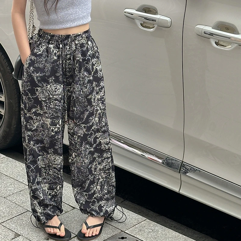 K26424女童春装休闲裤2025新款儿童裤子国风阔腿裤春夏洋气长裤薄