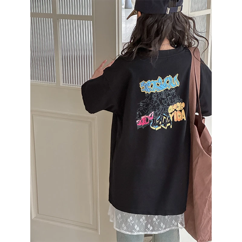 K26073韩国女童夏装2025新款短袖儿童T恤大童洋气春夏款休闲衣服t