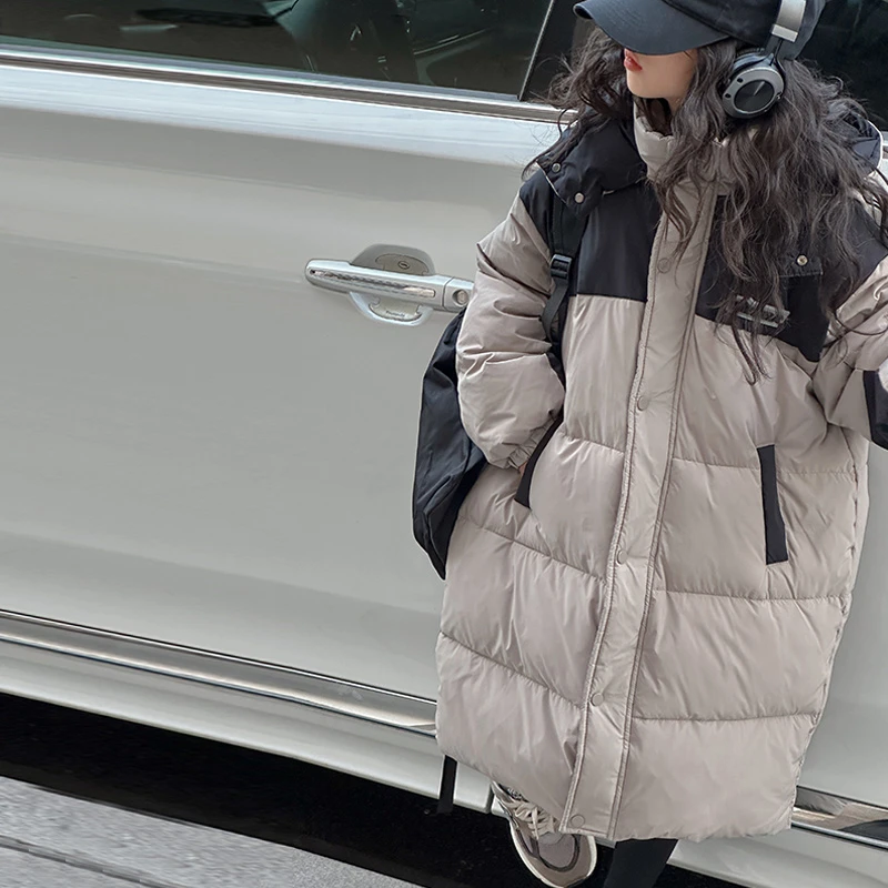 K25418白鸭绒女童羽绒服儿童长款过膝外套2025秋冬防寒大童面包服