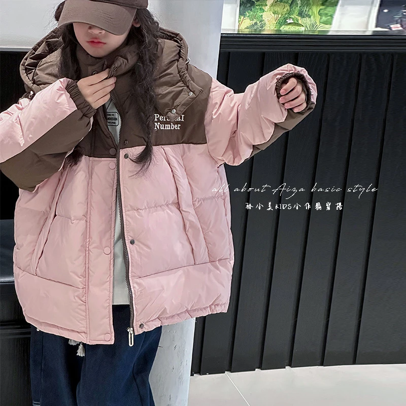 K25258韩国童装女童羽绒服儿童上衣2025秋冬防寒女大童面包服外套