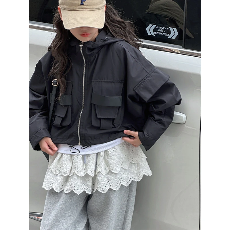 K27002孙小美KIDS女童外套2025春秋装新款儿童上衣休闲夹克衣服潮