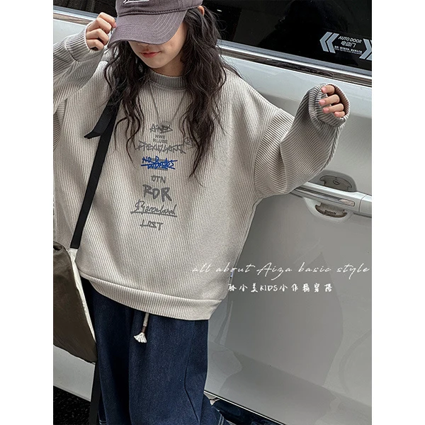 K25218韩国童装女童加绒卫衣秋冬款新款儿童冬装加厚上衣大童衣服