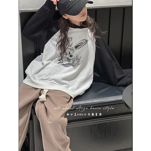 K24860韩国童装女童连帽卫衣春装2025新款儿童洋气上衣春秋款时髦