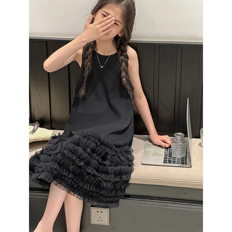 K26869童装女童连衣裙儿童裙子2025夏季新款蛋糕裙吊带裙A字裙潮