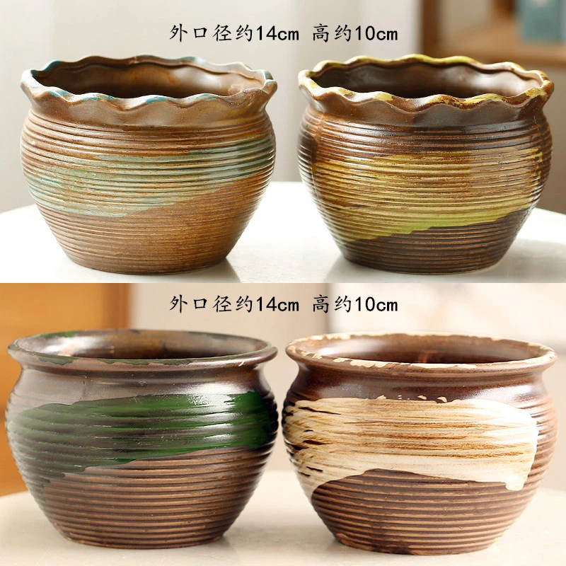 大口径多肉花盆拼盘绿萝手工粗陶透气个性复古陶瓷绿植盆便宜热卖
