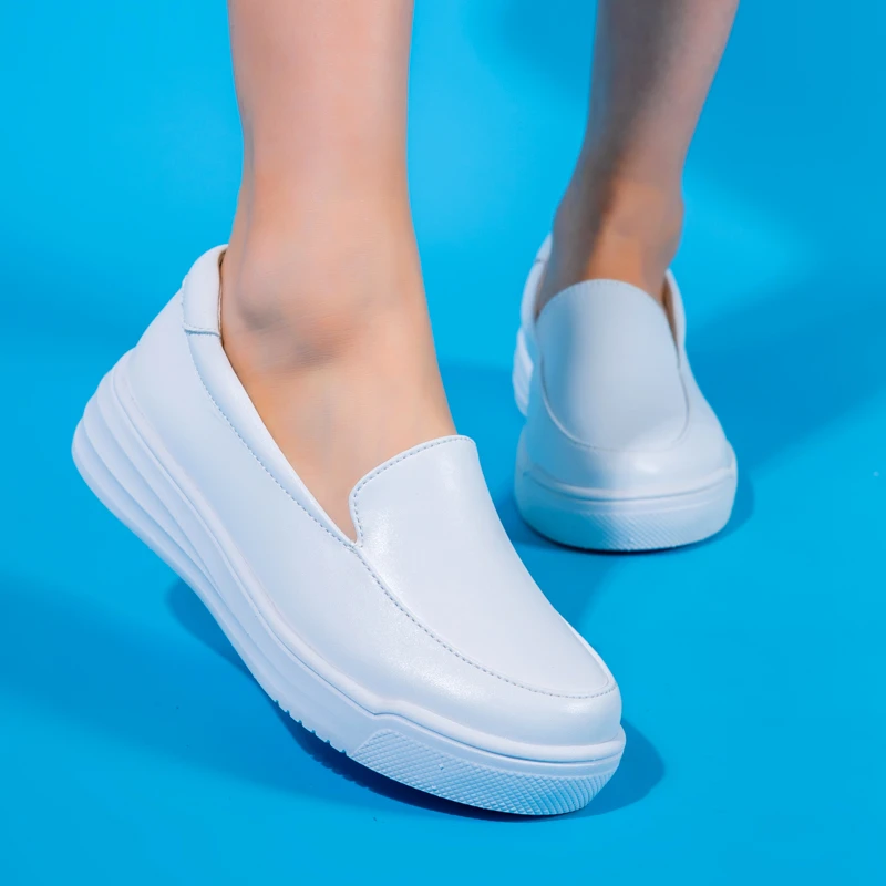 白色软底不累脚护士鞋夏季舒适透气厚底坡跟小白鞋耐磨防滑妈妈鞋