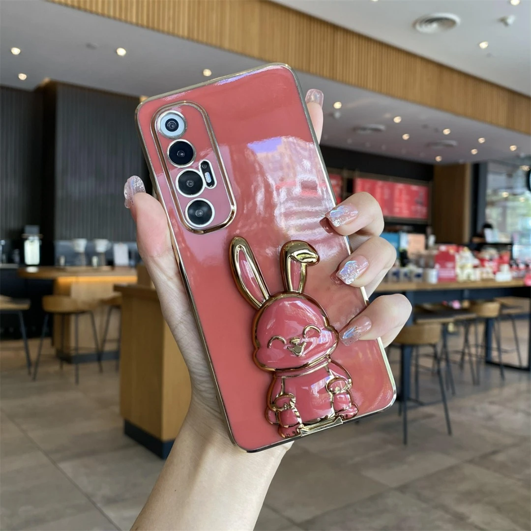 适用于小米10s-电镀支架兔【红色】-带支架全包防摔电镀硅胶壳