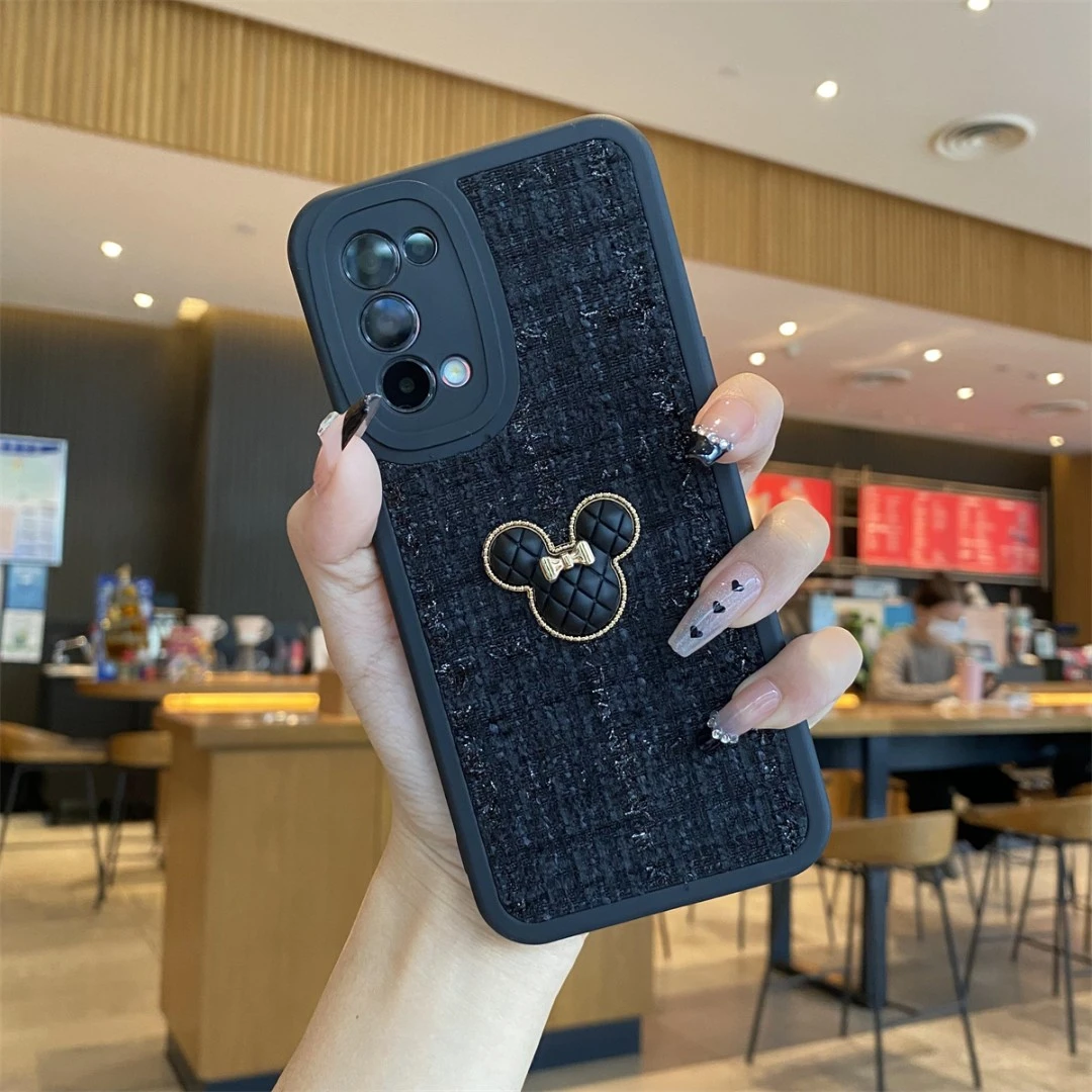 适用于OPPO Reno5pro-小胖妞针织【黑色】MN-全包防摔硅胶软壳