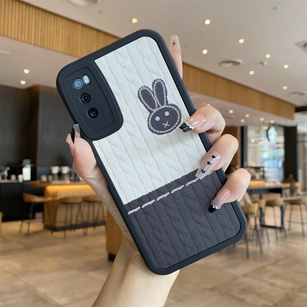 适用于畅享Z/畅享20pro-贴皮兔子毛衣【黑色】-全包防摔硅胶软壳