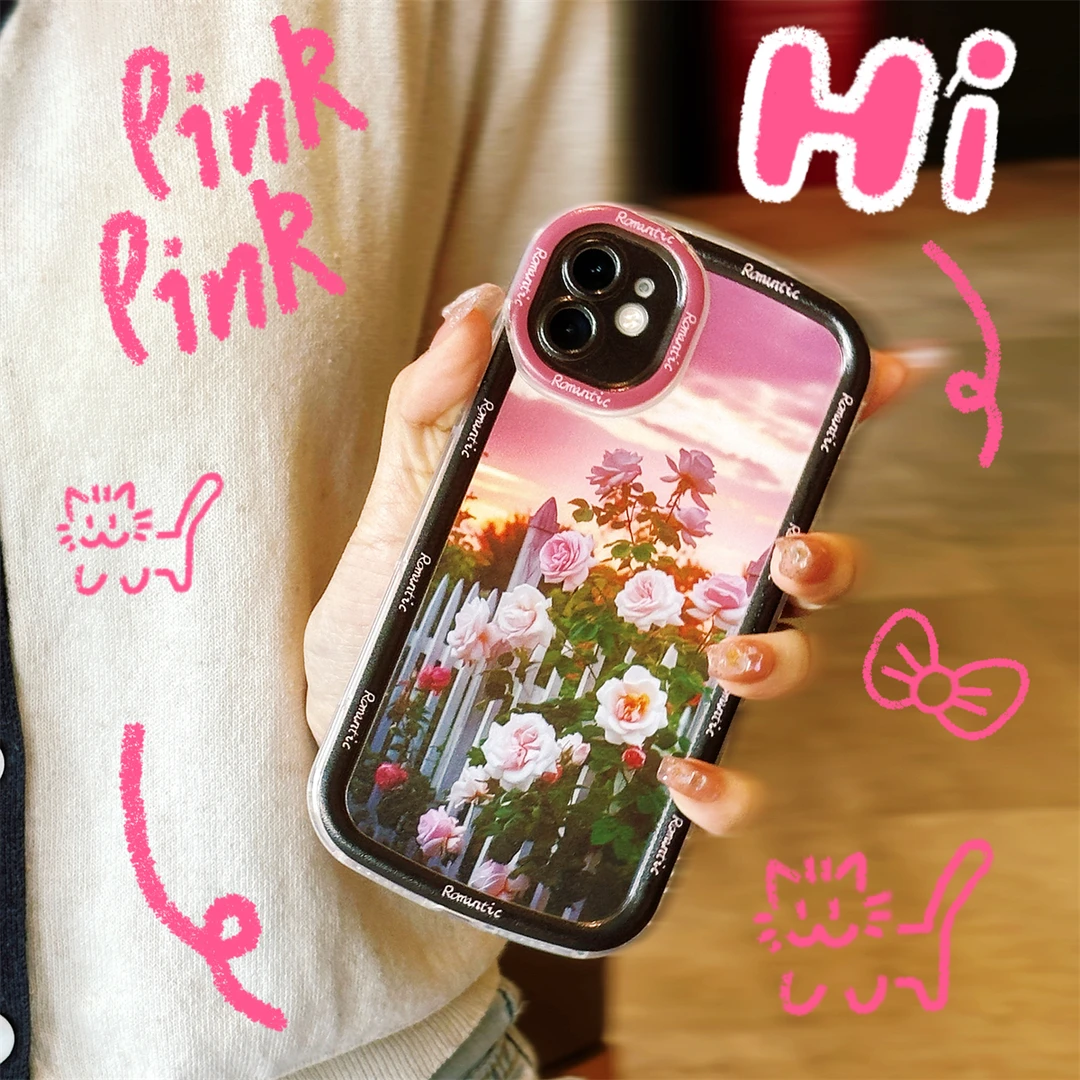 【适用于苹果/华为/荣耀/OPPO/VIVO/小米】夕阳玫瑰手机壳奶油壳
