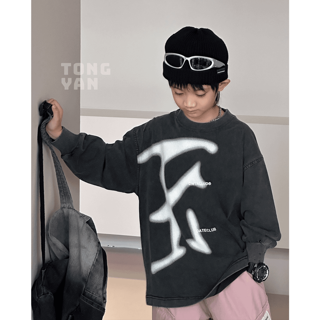 童沿男童长袖T恤秋装中大童男装潮款套头衫宽松儿童打底衫TY70630