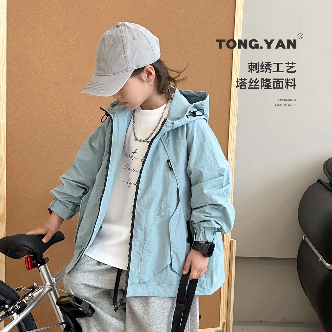 男童冲锋衣外套秋装新款中大童时尚工装风蓝色上衣儿童TY70805