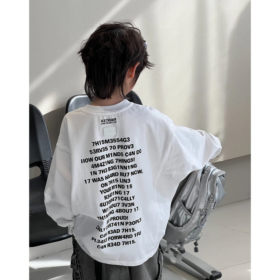 男童长袖T恤2024早春新款韩版连帽休闲打底衫中大童炸街上衣潮051