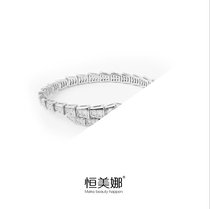 恒美娜 925银莫桑石戒指 【蛇骨戒指】全莫桑戒指