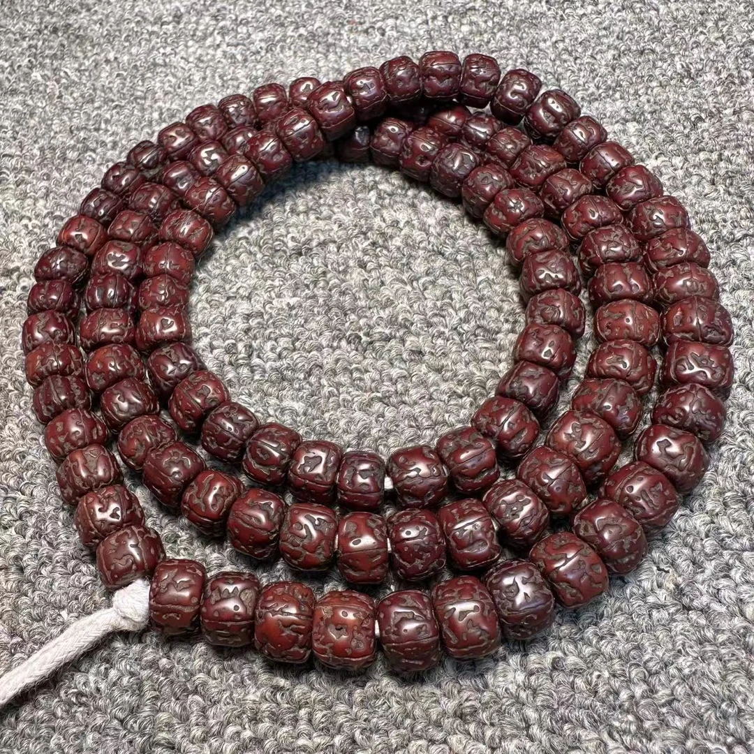金刚菩提108颗藏区回流老串大磨损孔道藏式直切盘龙纹小金刚10mm