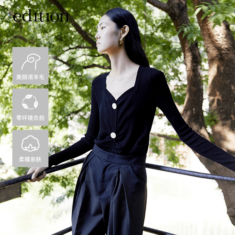 【梦颖专属】edition时尚百搭打底异形领毛衣针织衫#EBA4SWTT14