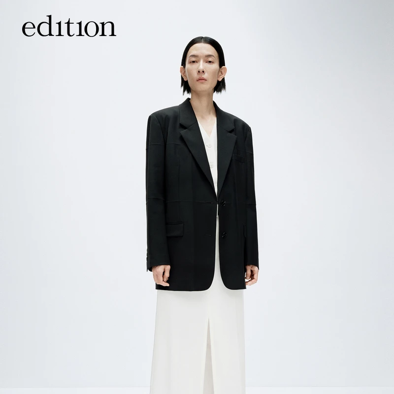 edition春款西装外套后背开衩羊毛女绅士西服#EBD1BLAT03