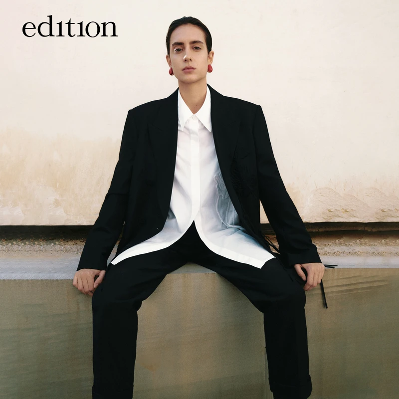 【P系列】edition刺绣花朵女绅士气质羊毛西装外套#EBB4BLA015