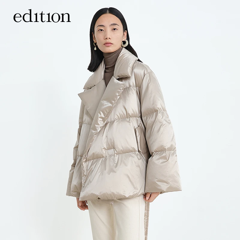 edition大翻领短款好羽绒服白鸭绒保暖风感波粒轻羽绒#EBB4EINT32