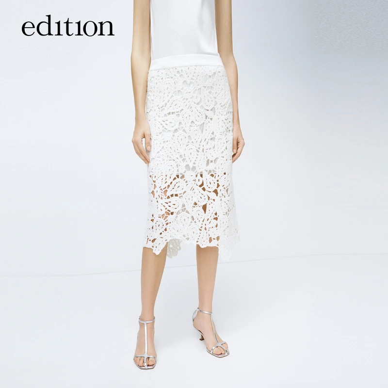 【商场同款】edition2024春新款手钩镂空花朵半身裙#EBD1SKT012