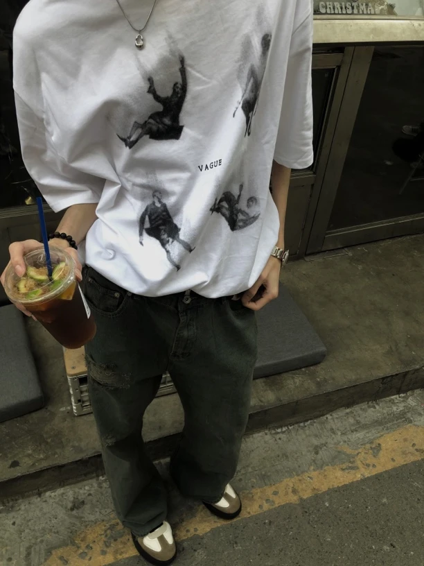 BUFANSTUDIO“溺”百搭夏季小众设计短袖T恤夏cleanfit高能感式印花