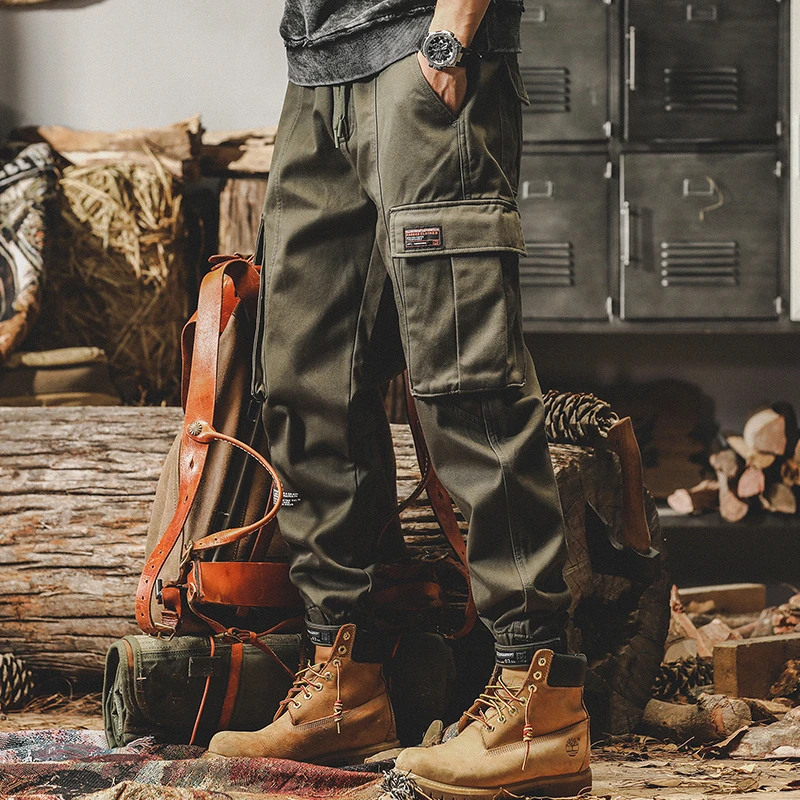 美式经典重磅军绿色工装裤男秋冬2025年新款宽松直筒加绒休闲裤男