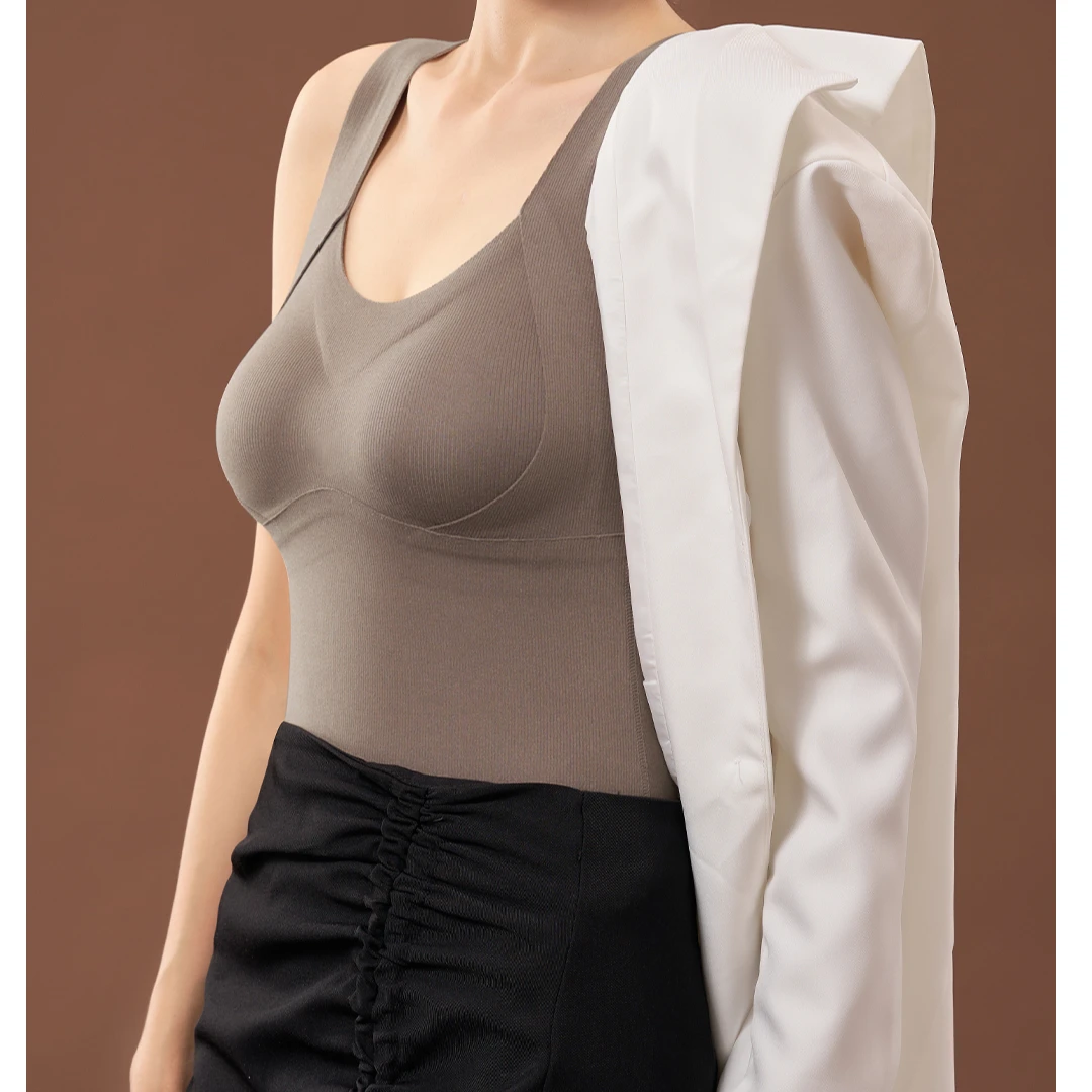 【冬日暖阳】冬季舒适无痕加绒保暖背心内穿显瘦固定杯发热8806