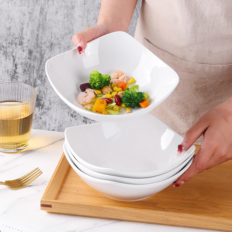 瓷县令【6只装】如意盘子四角碗沙拉碗翘脚碗创意欧式家用陶瓷无铅