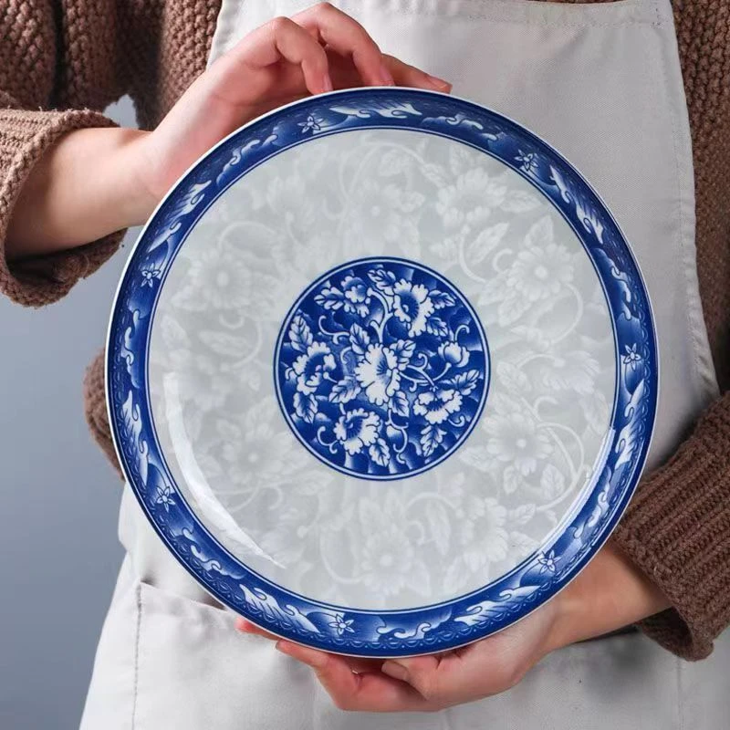 【宠粉福利】9英寸青花陶瓷盘家用圆形菜盘餐具盘碟蓝色大号中式