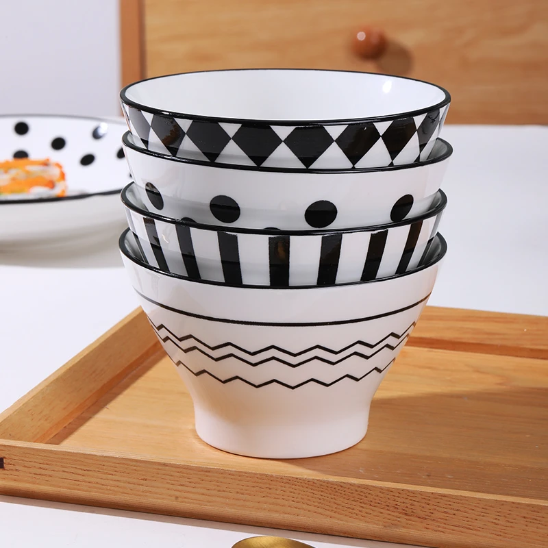 【买4送4】5英寸赫本风斗笠碗5英寸陶瓷碗4色各两只8只装 大号