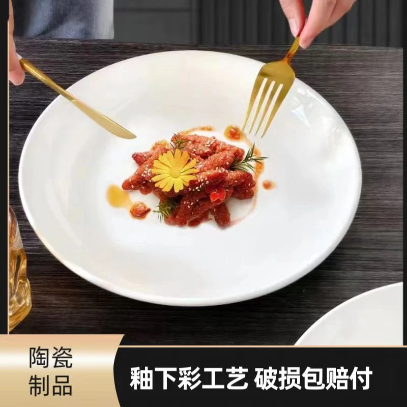 瓷县令【4只装】10.01英寸炒鸡盘意面盘陶瓷西餐盘