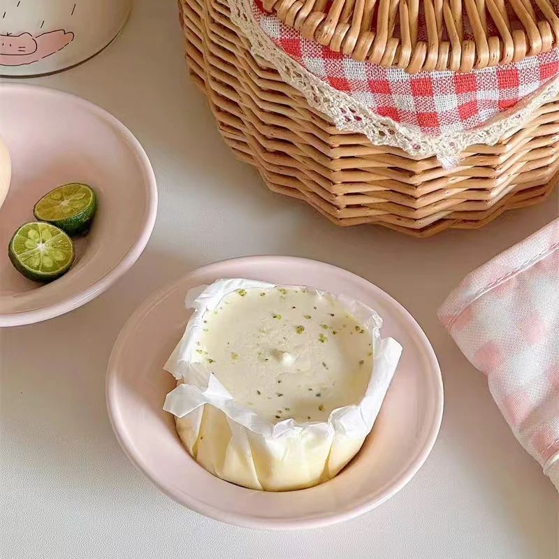 瓷县令瓷县令4英寸雅枫粉奶油风味碟家用釉下彩草帽创意陶瓷8只装