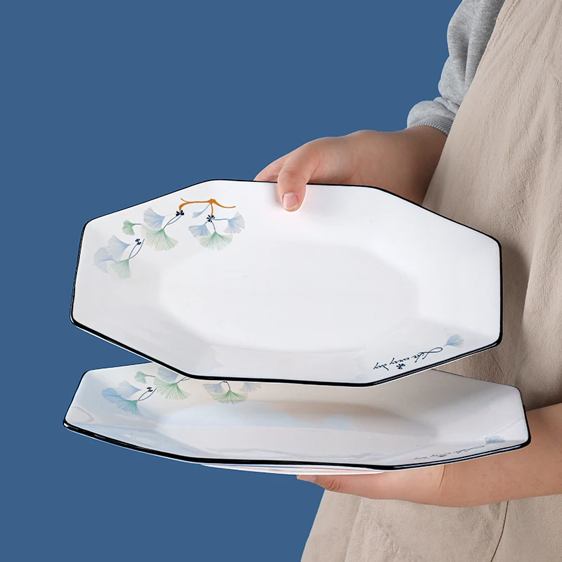 奉华12英寸浪漫情缘家用蒸鱼盘简约大号鱼盘可进微波炉洗碗机