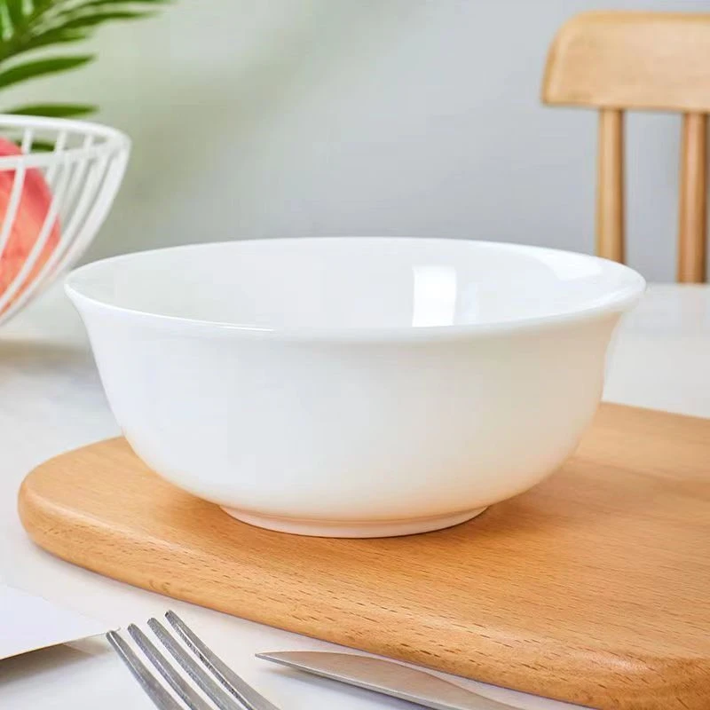 【8只装】6英寸陶瓷骨瓷面碗纯白家用简约沙拉碗吃饭碗米饭碗大汤碗