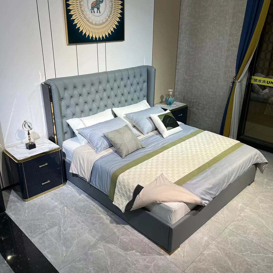 品牌家具意式轻奢主卧室大床1.8米双人床婚床轻奢主卧床