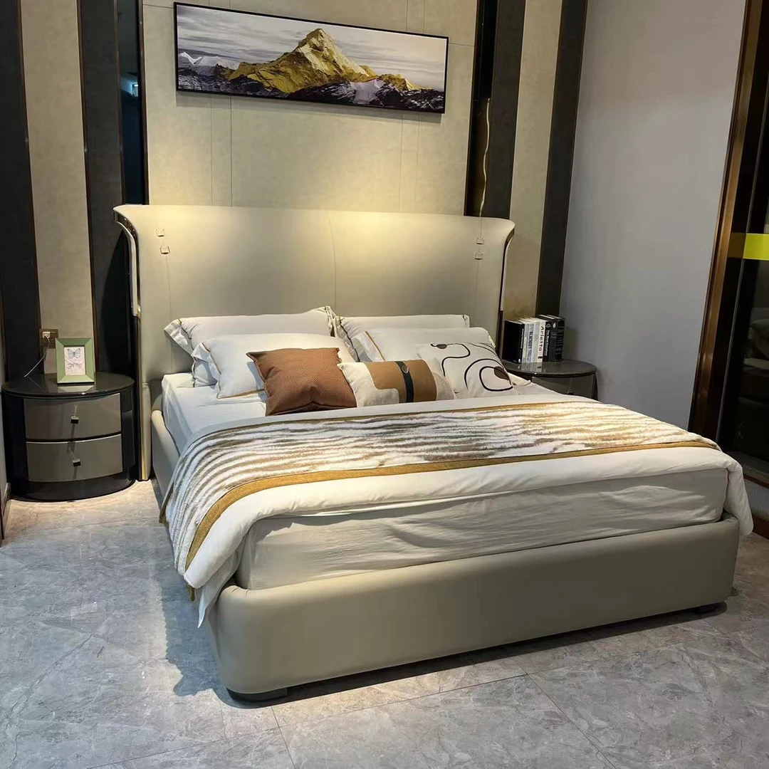 品牌家具意式轻奢主卧室大床1.8米双人床婚床轻奢主卧床