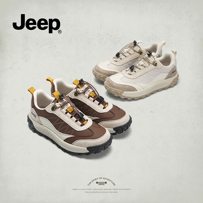 Jeep吉普2025新款低帮厚底登山鞋秋季时尚百搭潮流拼色休闲运动鞋