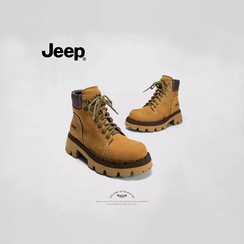 Jeep吉普真皮马丁靴2025冬季休闲百搭复古潮流户外防水防滑工装靴