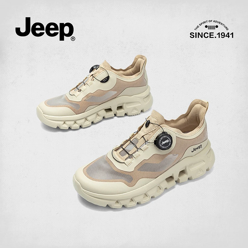 【JEEP吉普】低帮轻便透气防滑厚底2025夏季旋转扣女款户外徒步潮鞋