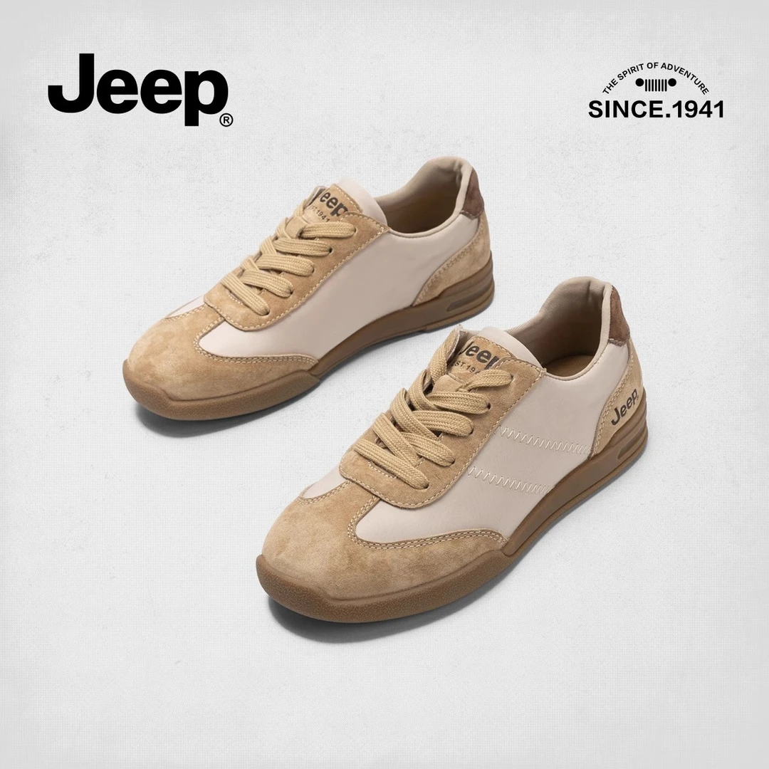 JEEP/吉普小众复古芭蕾德训鞋2024休闲鞋美拉德百搭系带平底板鞋