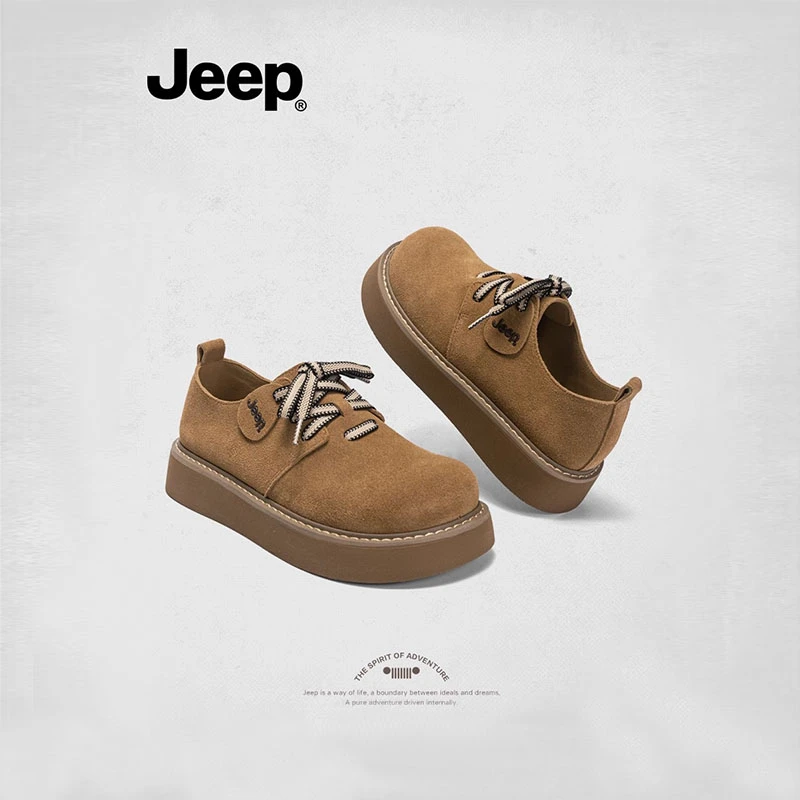 【Jeep吉普】秋冬新款百搭厚底休闲时尚鞋美拉德鞋子复古大头德比鞋