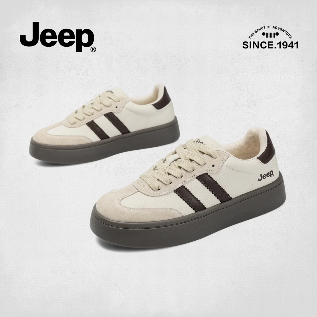 JEEP/吉普厚底复古德训鞋2025款小众设计感百搭轻便运动休闲板鞋