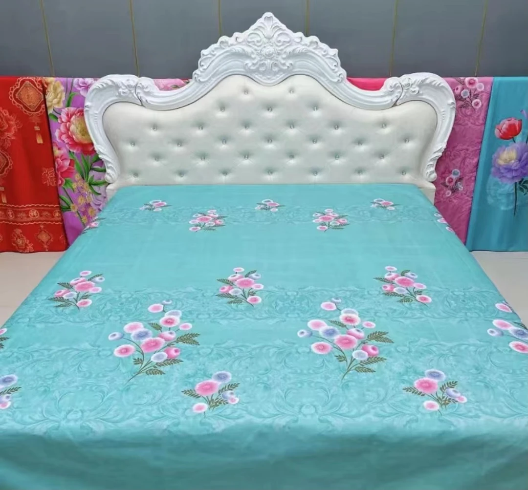 【床单】绿色加厚数码印花单面绿色蒲公英大床成品床单不起球不缩水