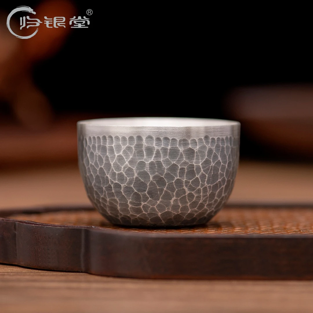 归银堂复古轻锤纹主人杯品茗杯日式茶杯手工茶杯茶具GS-HCB200403